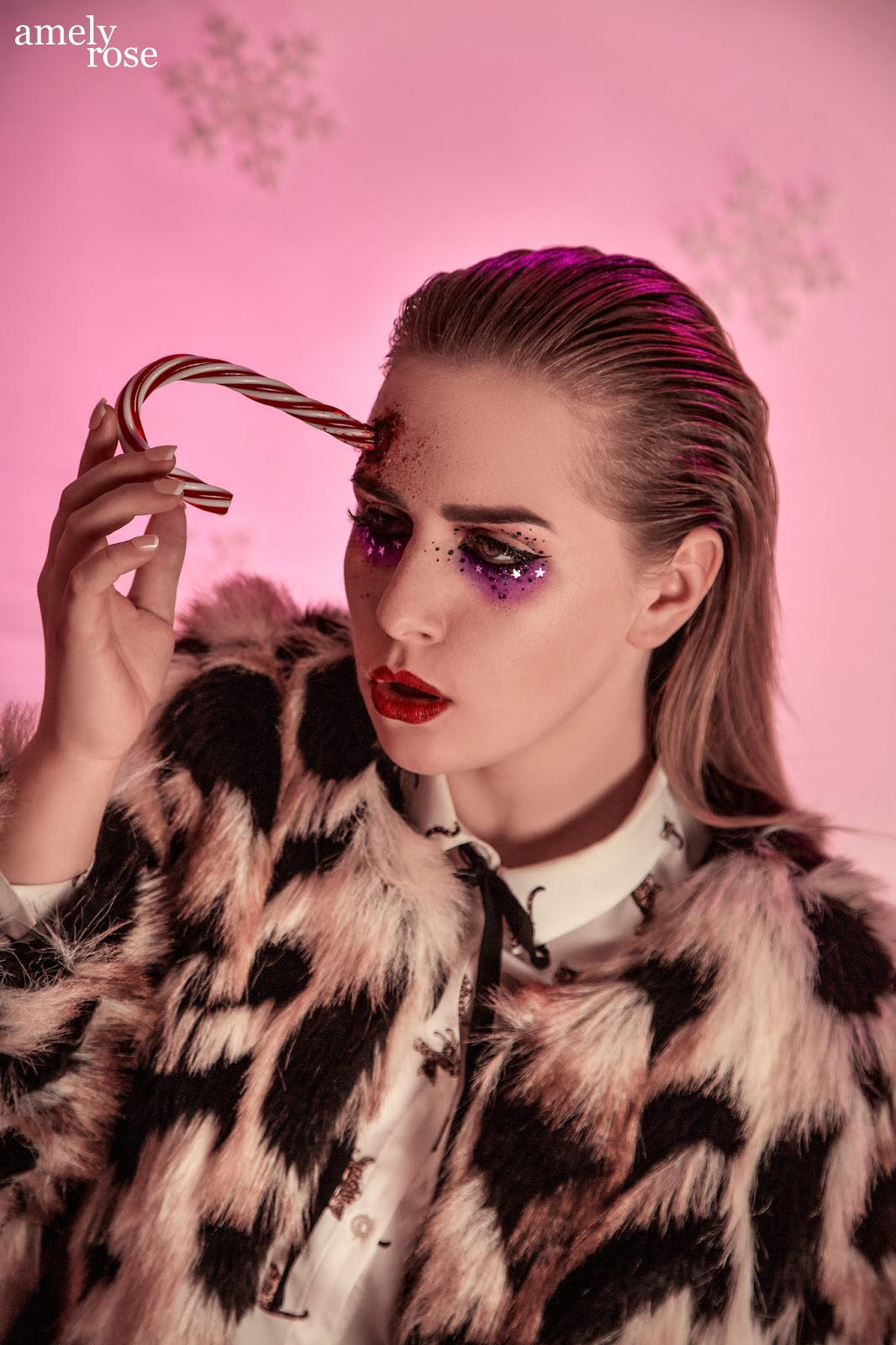 Amely Rose, german influencer und deutscher fashionblog christmas makeup tutorial horror sfx